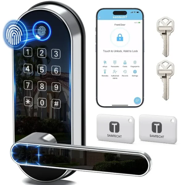 Keyless-Entry Keypad Fingerprint  Digital Door Lock with Code Passcode, Electronic Door Handle